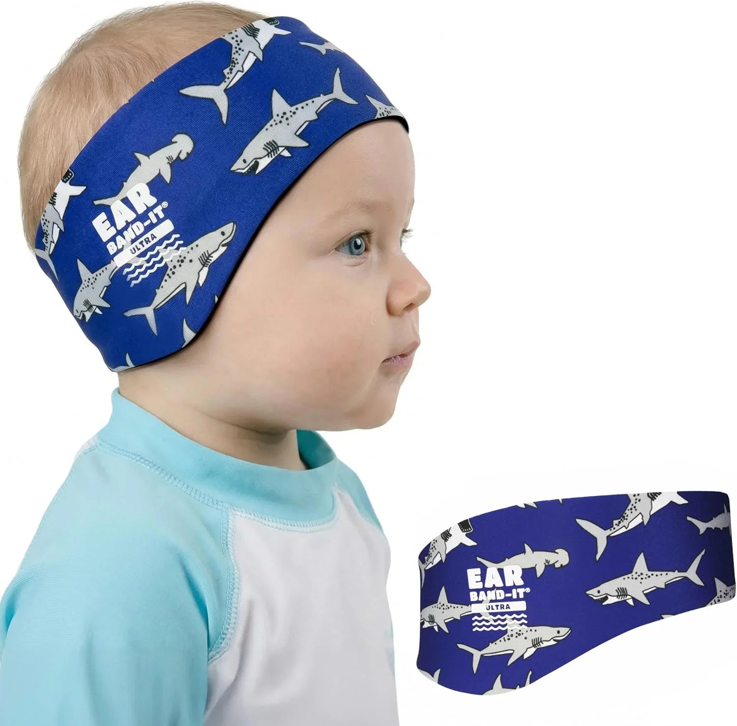 Ear Band-It Ultra Swimming Shark Headband Small Size with kids