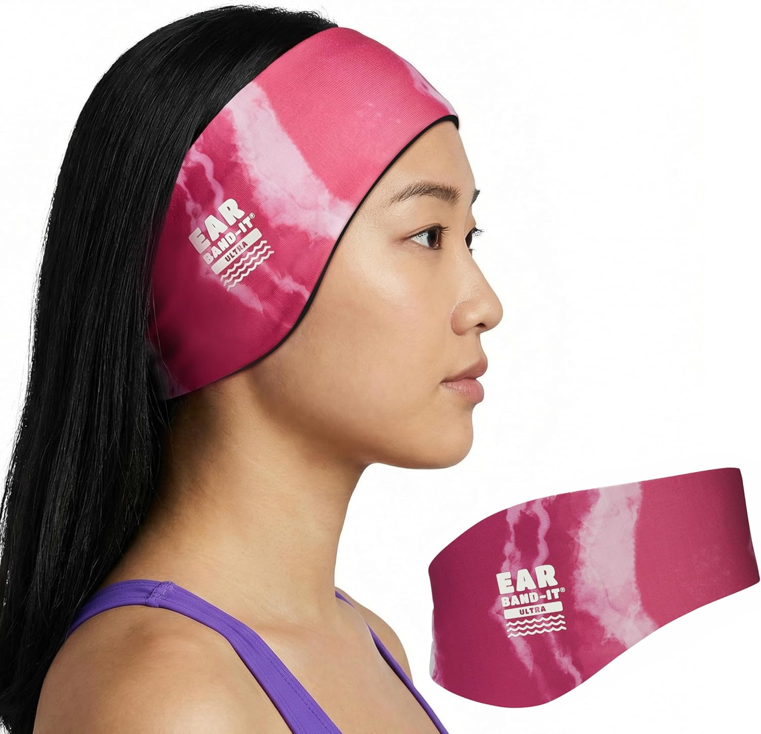Ear Band it Ultra Tie Dye Pink swimming Headband Large size