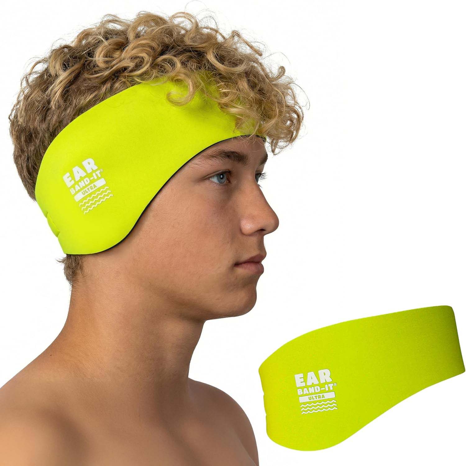 Ear Band-It Ultra Swimming Headband Neon Yellow Large Size