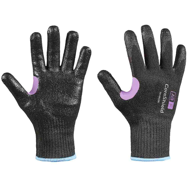 Honeywell CoreShield 29-0910B Alloy/Kevlar Black Liner Smooth Nitrile Coating Cut Level A9/F Gloves