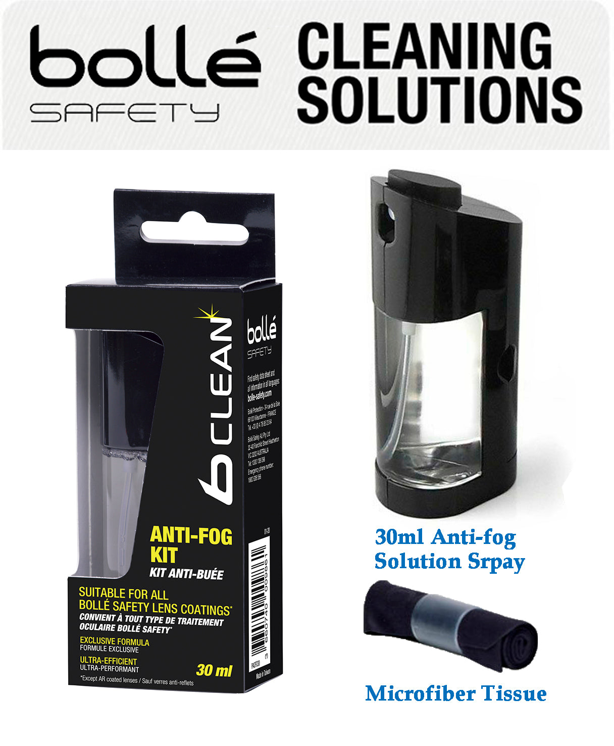 Bolle B-CLEAN B200 Anti-Fog Solutions Kit