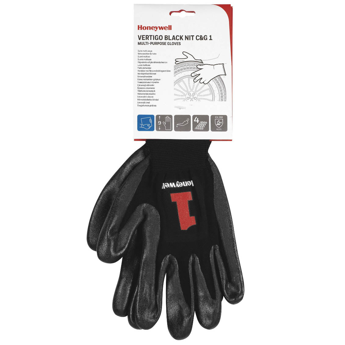 Honeywell 2232270 Vertigo Black Nitrile C&G 1 Gloves