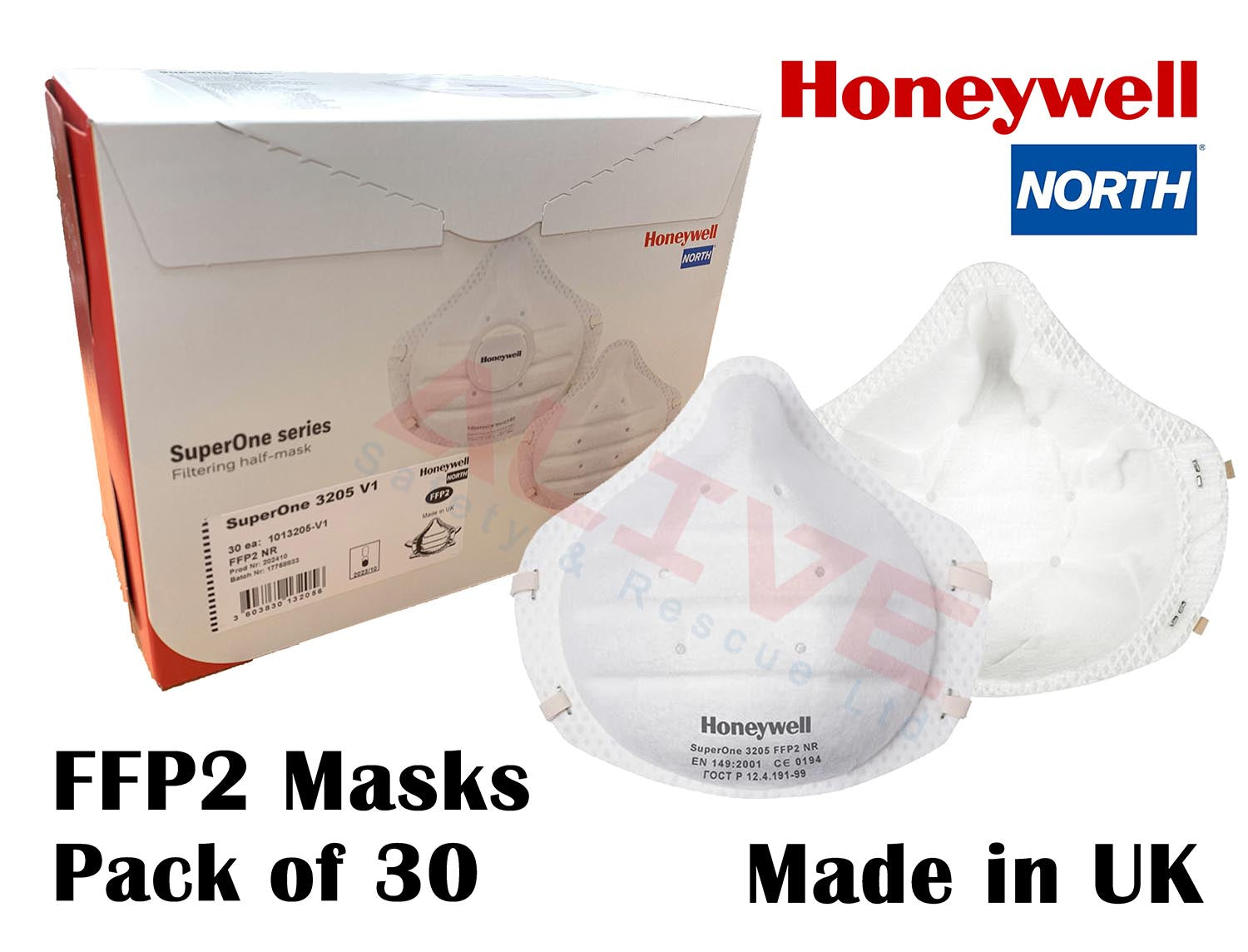 Honeywell SuperOne 3205 V1 FFP2 NR D Respirator Mask - 30 units/Box