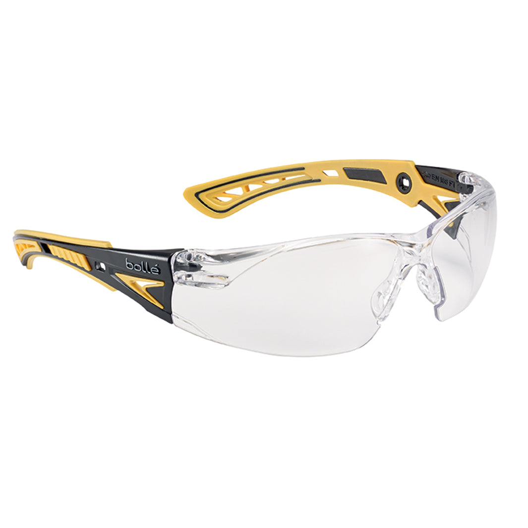 Bolle RUSH+ RUSHPPSIY Safety Glasses - Black/Yellow Temples Clear Lens