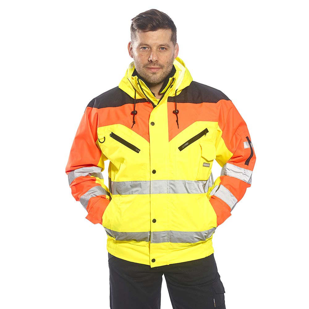 Portwest S464 Hi-Vis Contrast Winter Bomber Jacket Yellow Model