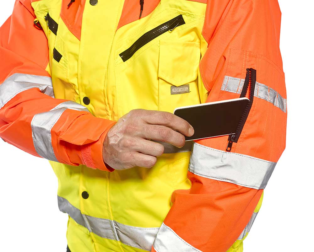 Portwest S464 Hi-Vis Contrast Winter Bomber Jacket Yellow detail 1