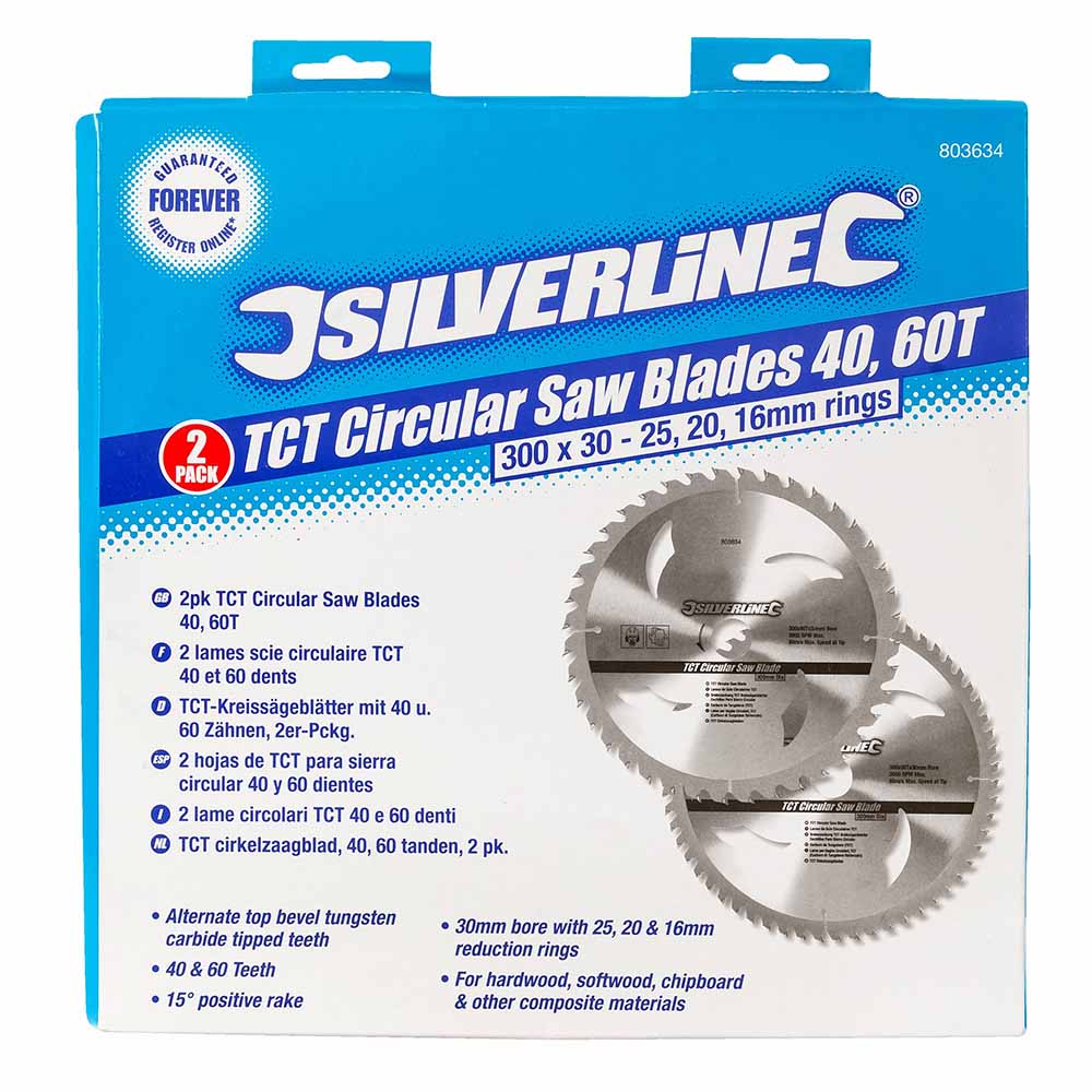 Silverline 803634 TCT Circular Saw Blades 40, 60T 2pk  2