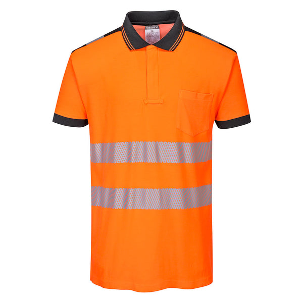 Portwest T180 PW3 Hi-Vis Polo Shirt S/S - Orange Black