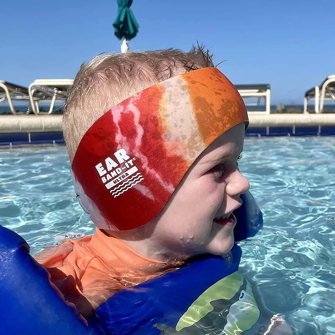 Ear Band-It Ultra Swimmer's Headband - Tie Dye Orange