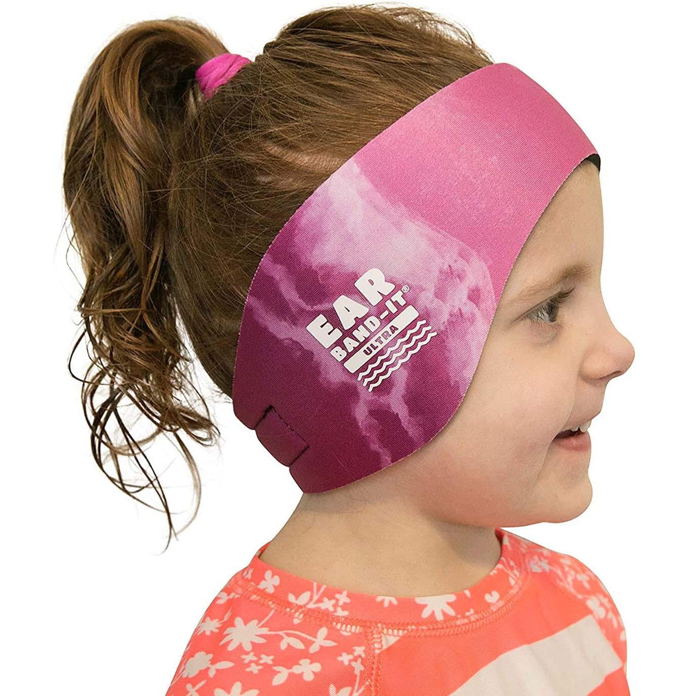 Child wearing a Tie Dye Pink ear band Ear band it